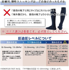 VENOFLEX Medical elastic stockings that "promote blood flow in the veins of the lower limbs" for swelling, no toes, SECRET knee socks for women, 20-36mmHg <General medical equipment>