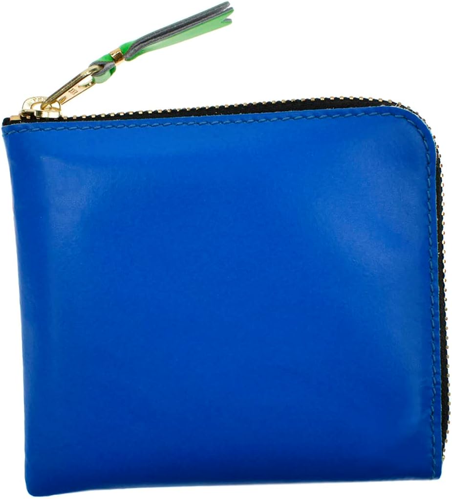 SUPER FLUO SA3100SF Super Flow Coin Purse, Coin Case, L-Shaped Zipper, Genuine Leather, Men's, Women's, Orange, Blue