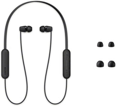 Sony WI-C100 BZ Wireless Earphones, Bluetooth Compatible, 25 Hour Stamina, IPX4 Splashproof, DSEE Included, Black, Small