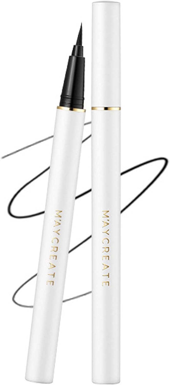 Popular Brush Pen Eyeliner Liquid Maveni (Maveni) Popular Cosmetics, Ultra Fine Line, Color Impact, Drawing Lid Eyeliner, Gurege for Shadows, Double Line Expert, Ultra Thin, Dye-free, Hyper Sharp Liner (YM-4 White Shell Black Brush Hair)