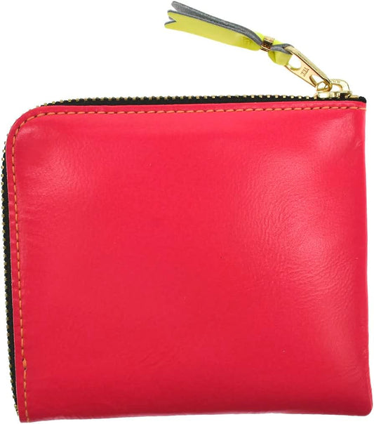 SUPER FLUO SA3100SF Super Flow Coin Purse, Coin Case, L-Shaped Zipper, Genuine Leather, Men's, Women's, Light Orange, Pink