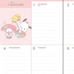 Sanrio 2024 704334 Sanrio Characters B6 Diary (Block Type)