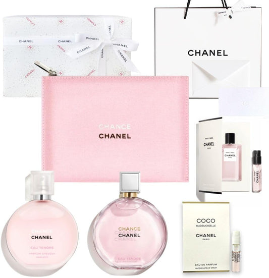 CHANEL Chanel Chance Autendre Duo Coffret Gift Set with Pouch, Gift Wrapped, LaRouge 0.05 fl oz (1.5 ml) Mini Perfume Included, Message Card