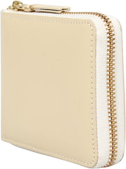 SA7100 Bifold Wallet, Men's, Women's, Round Zipper, Genuine Leather, Off, White, white (off-white)