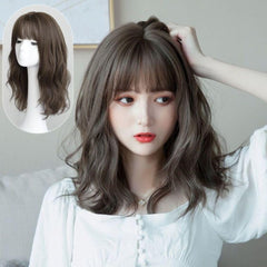 ALVEIN Wig Wavy Curly Curly Hair Semi Long Haircut Feminine Party Style Soft Wave Glamorous Elegant Realistic Texture (Black)