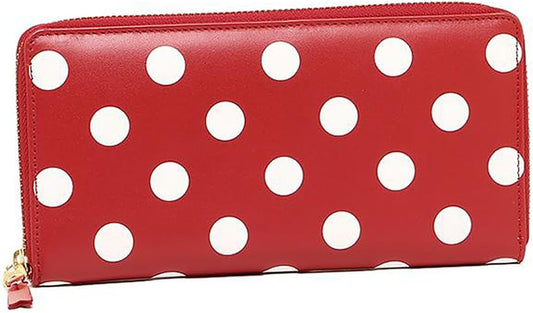 GONGZHU Comme des Garcons SA0110PD Women's Wallet, Round Zipper, Long Wallet, Polka Dot, 55.1 inches (140 cm), red