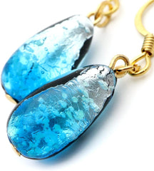 GOLD STONE Haterma Blue Firefly Glass Earrings, Drop Type, For Both Ears, Dragonfly Ball, Okinawa