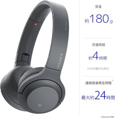 Sony wireless headphones h.ear on 2 Mini Wireless WH-H800: Bluetooth/high resolution compatible, up to 24 hours of continuous playback, sealed on-ear with microphone, 2017 model, 360 Reality Audio certified model, grayish black WH-H800 B