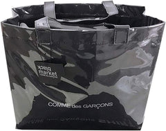 Comme des Garcons Tote Bag, Women's, Handbag, Unisex, PVC Bag, Large Capacity, Waterproof, Stain Resistant, Men's Shopping Bag (Black), Black