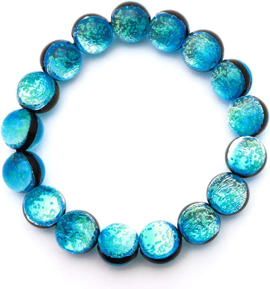 HATERMA BLUE FIREL GLASS 0.5 inch (12 mm) Glowing Bracelet Okinawa Souvenir Haiterumajima