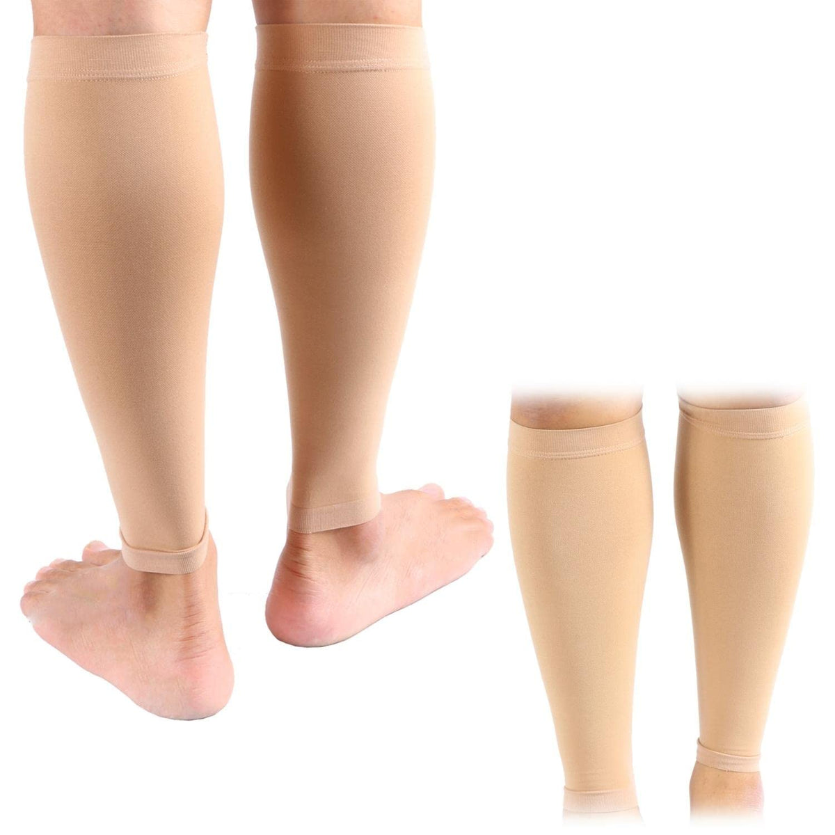 NMJ calf Supporters (includes 2) Calf sleeve sports anti-flesh protection (M, Beige)