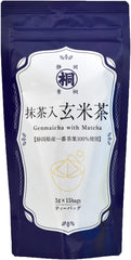 Hagiri Brown Rice Tea Bag with Shizuoka Ichiban Green Tea Matcha, 0.1 oz (3 g) x 15 Pieces, Brown Rice Tea with Matcha