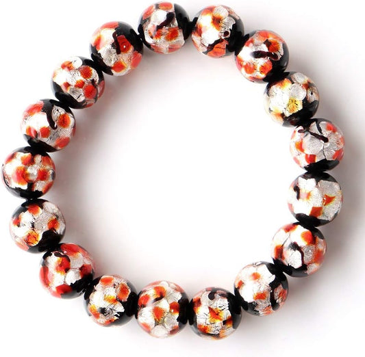 Firefly Glass Bracelet, 0.5 inches (12 mm), Orange, Orange, Dragonfly Ball, Okinawa