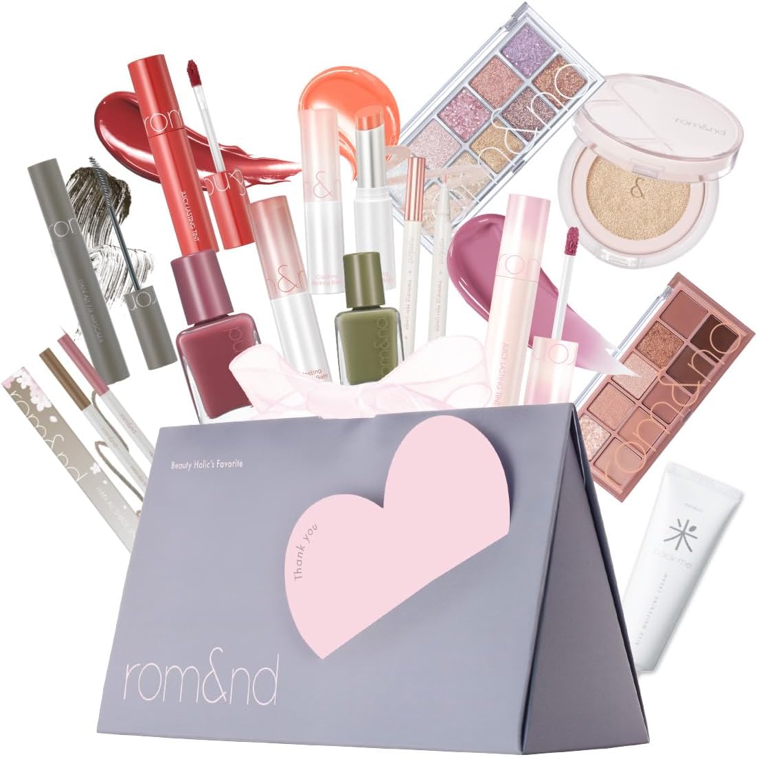 rom nd 2023 Cosmetic Lucky Bag ROM nd Lucky Bag Complete Makeup Set of 10 Lip Balm + Lip Tint + Shedry Naa + Mascara + TP Liner + 2 Nail Types + Tone Up Cream + Better Than Palette + Cushion