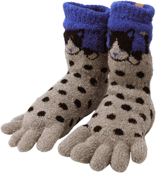 Mokomoko 5-finger socks made by Tebukuroya-san One size fits most