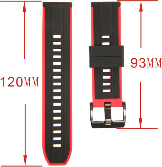 Silicone Watch Band, 20mm 22mm Waterproof Rubber Sport Watch Strap, Two-Tone Silicone Strap, Easy Replacement Without Comfortable Tools