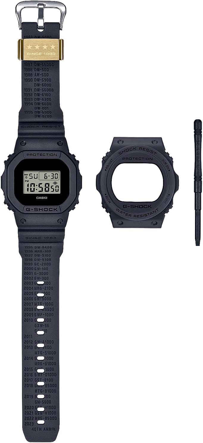 Casio G-Shock DW-5600 Series Wristwatch, Limited Model / Box Set with Replacement Parts (40th Anniversary Remaster Black Series)