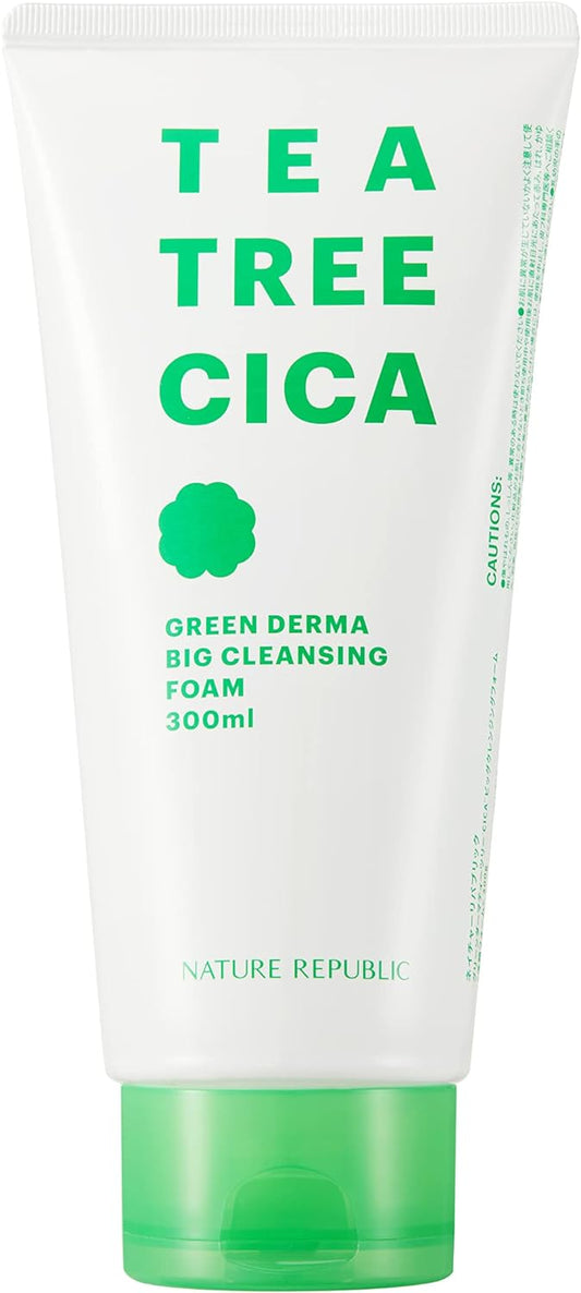 NATURE REPUBLIC OFFICIAL Green Dermaty Tree CICA Big Cleansing Foam (Facial Washer) 10.6 oz (300 g) x 1