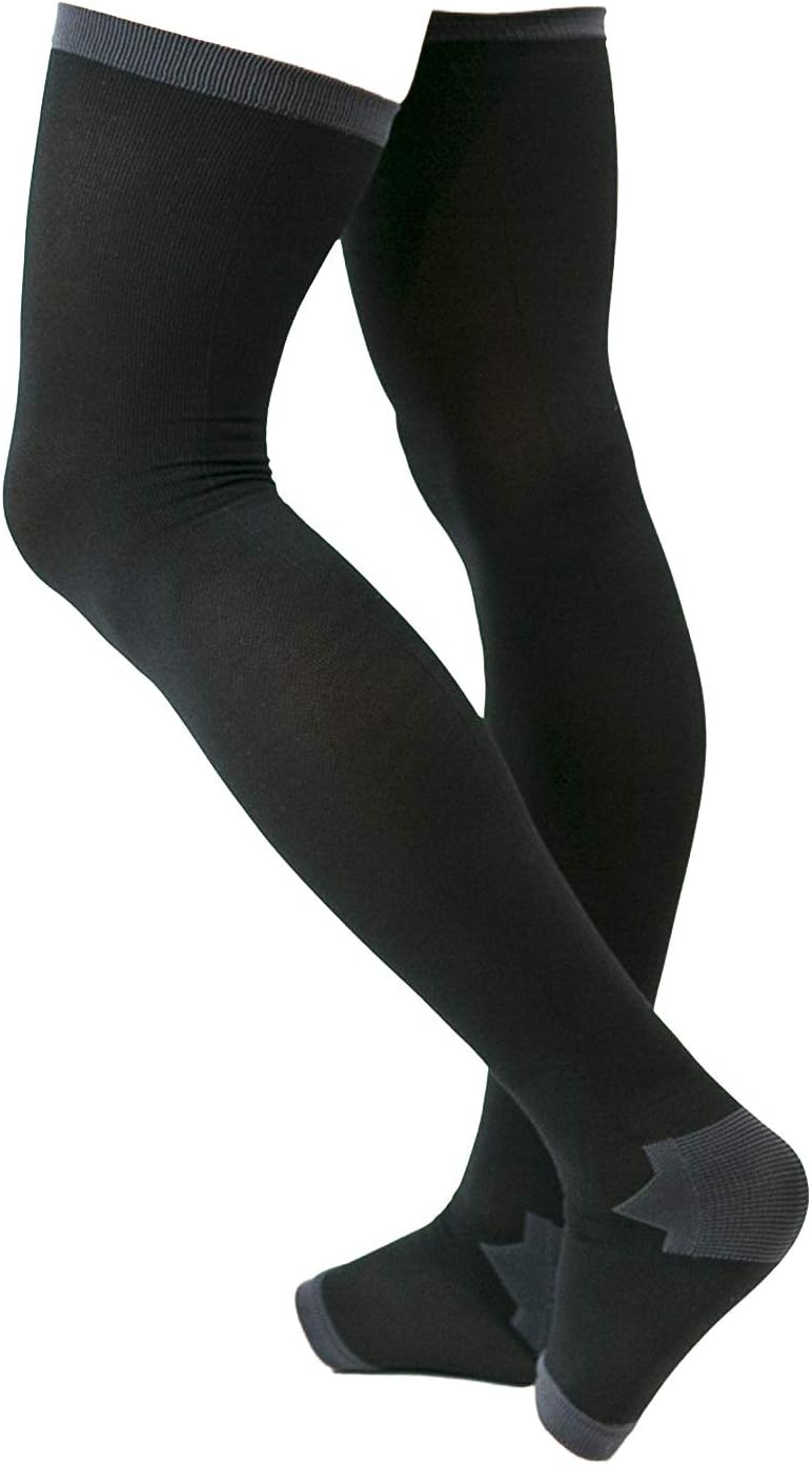 Men's Open Toe Compression Socks, Over the Knee, M-L