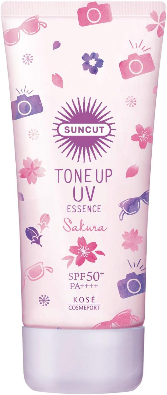 Suncut KOSE Sunscreen Tone Up UV Essence Color Control Transparency SPF50+ PA++++ Waterproof Cherry Blossom Scent 100g (x 1)