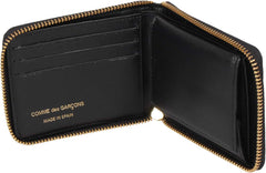 SA7100 Classic Wallet Bi-Fold Wallet, Men's, Women's, Round Zipper, Genuine Leather, Black, Black