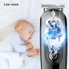 Low Voice Electric Trimmer with Lcd Digital Display 5 in 1 Electric Clipper 5 Cutter Head Shaver Usb Charging Waterproof Nose Hair Beard Shaver Haircut Grooming Tool Kit for Men and Children