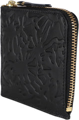 Comme de Garcons SA3100EF Wallet, Coin Purse, Coin Case, L-Shaped Zipper, EMBOSSED FOREST Embossed Forest, Men's, Women's, Black, Green, Black