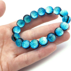 HATERMA BLUE FIREL GLASS 0.5 inch (12 mm) Glowing Bracelet Okinawa Souvenir Haiterumajima