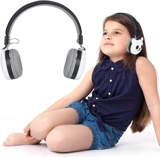 Kids Headphones, Cute Animal Style Kids Wireless Headphones Gaming Headset with Mic Suitable for Cell Phone Tablet PC Laptop (Less Panda)