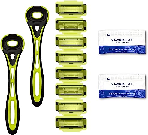 Kai Corporation Xfit 5 Blades (8 Replacement Blades Included, 1 Set) with 2 Shaving Gels, Men's, Assorted 12 Pieces