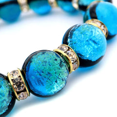 Glowing Firefly Glass Bracelet, Haterma Blue, Sparkling, Men's, Women's, Okinawa, Souvenir, Power Stone