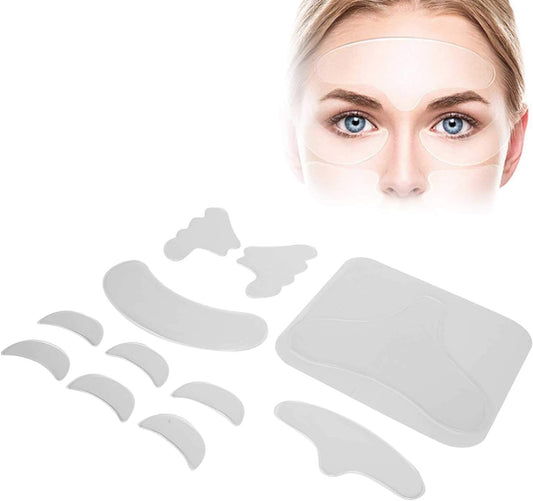 ZJchao Wrinkle Patch, 11 Pcs Silicone Anti Wrinkle Sticker Reusable Cheek Breast Forehead Anti-Fine Line Patch Reduce and Remove Wrinkles Fine Line Skin Lifting Christmas Day Gift