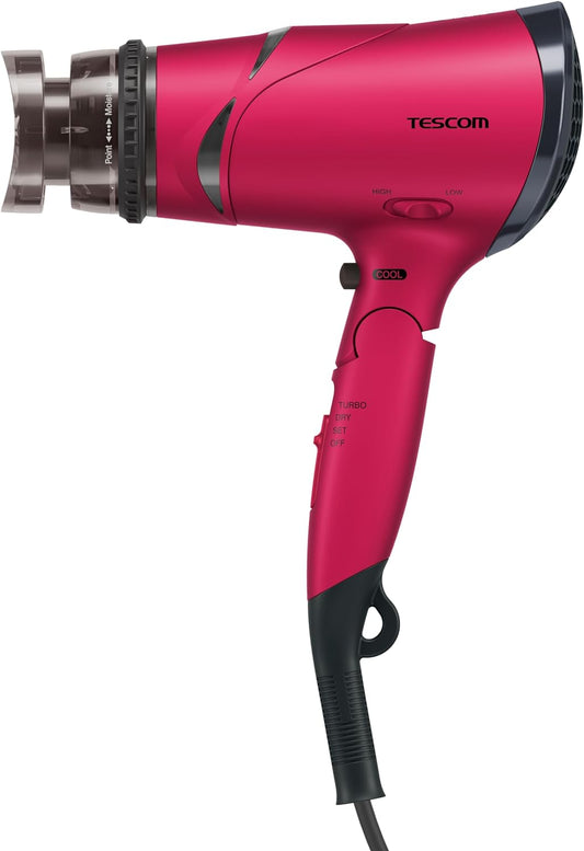 Tescom TD430B-P Hair Dryer, Negative Ion, Foldable, Large Airflow, Easy Plug, Pink, Genuine Product