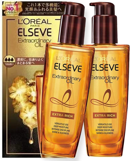 L'Oreal Paris Hersève Hair Oil, Extra Rich Finish, Super Moist 3.4 fl oz (100 ml) Set of 2