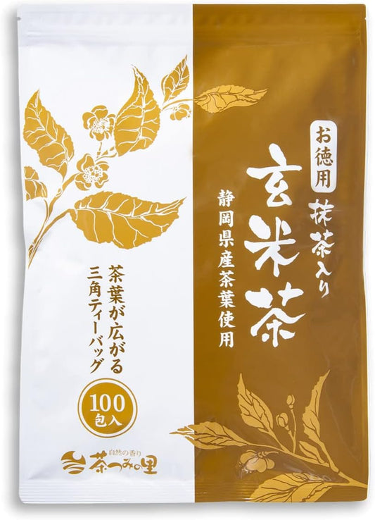 Chatsumi no Sato Brown Rice Tea Bag with Matcha Tea Bag, 0.1 oz (2.5 g) x 100 Pieces, Tea Pack, 100 Packs, Green Tea from Shizuoka Prefecture