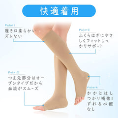 Compression Socks, Elastic Socks, Women's, Compression Socks, High Socks, No Toes, Open Toe, Cool Until Morning, Graduated Pressure Design, Beautiful Legs, Supporter