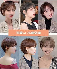 NICEHAIR Wig, Bob, 100% Human Hair, Short, Women's, Full Wig, Women's Straight Popular, Classic, Short Bob, Natural, Medical Use, Small Face, Harajuku Style, Air Bangs Wig, Everyday, Heat Resistant, For Summer, Adjustable, Breathable, Fluffy (Brown#)