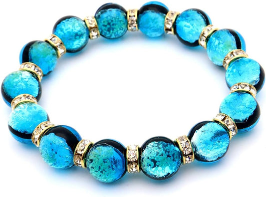 Glowing Firefly Glass Bracelet, Haterma Blue, Sparkling, Men's, Women's, Okinawa, Souvenir, Power Stone