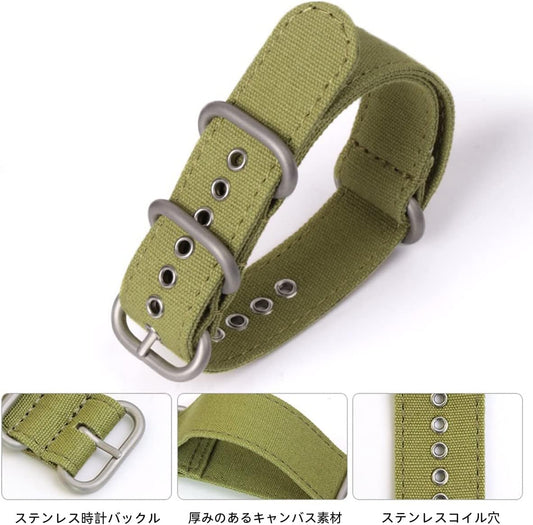Watch Band, Canvas NATO Strap, 0.71, 0.87, 0.9, 0.94, 1.0 inches (18, 20, 22, 24, 26 mm), Thicken Canvas, Waterproof and Comfortable Wear, Watch Strap, Nylon Strap, Replacement Strap, Tools Included, Seiko Rolex Omega Strap