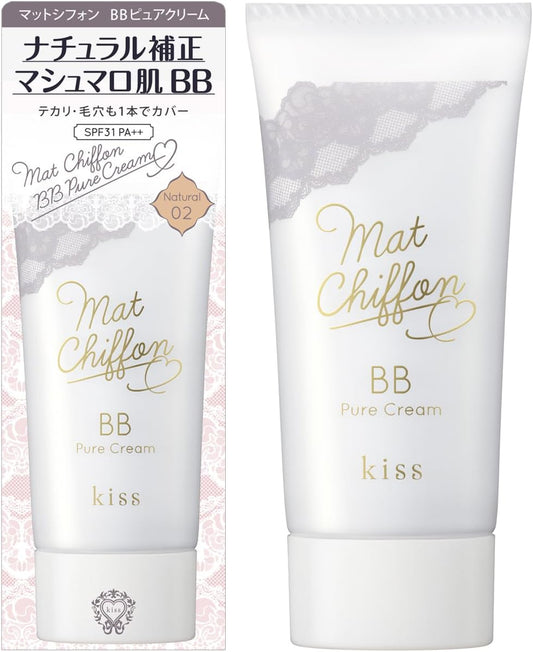 KiSS Matte Chiffon BB Pure Cream 02 Natural 30g Contains sebum-absorbing powder Anti-shiny Matte skin SPF31 PA++