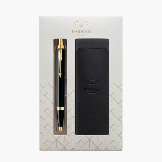 PARKER PARKER Ballpoint pen IM Black GT Medium oil-based with a pen sheath GIFT BOX SET authorized imports 1975638 V1d