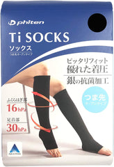 phiten 1409VW441104 TI Socks (TI+Ag) Open Toe Black M22-24 cm