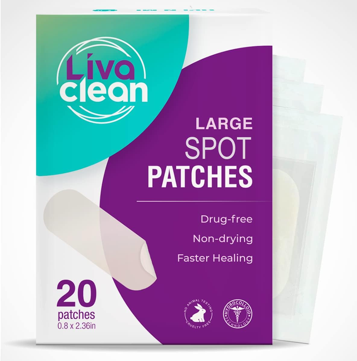 Rivaclean 20 Large Hydrocolloid Spot Patches - Large XL Spot Patches for Large Areas are made of Hydrocolloidal