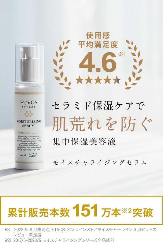 Etovos Moisturizing Serum, 1.7 fl oz (50 ml), Moisturizing Serum, Skin Care, Milky Lotion, For Sensitive Skin, Ceramide