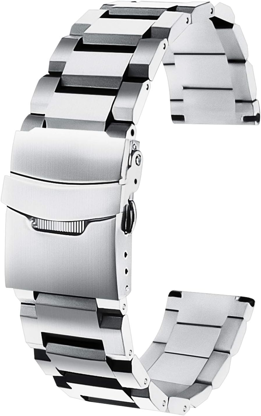 Watch Strap, 0.8 inches (20 mm), 0.9 inches (22 mm), Black, Silver, Replacement Tool Included, Recommended for Watch Lovers