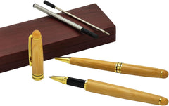 Natural Material Oil-based ballpoint pen made of bamboo, 2 pieces, perfect for men, women, professionals, executives, offices, commemorative gifts, birthday presents…