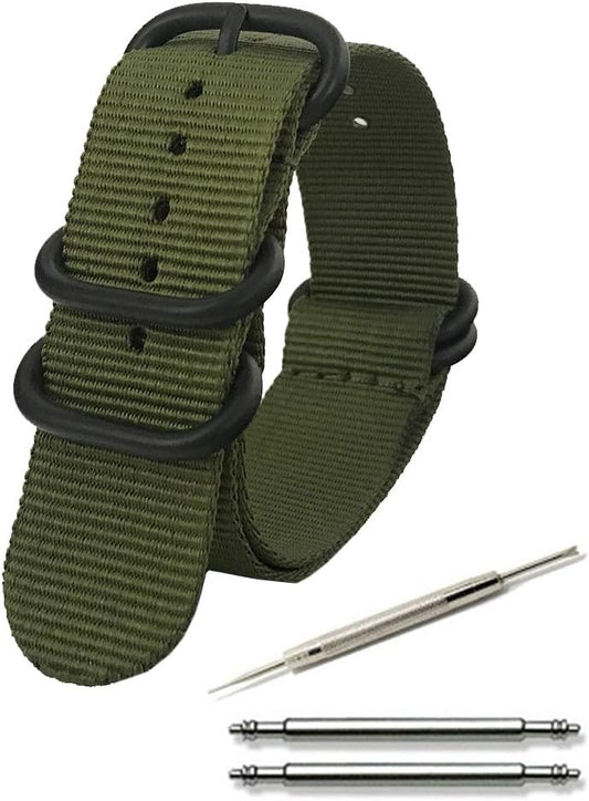 Calm NATO Belt, Watch Strap, Black Buckle, Premium Nylon, Band, 0.8 inches (20 mm), 0.9 inches (22 mm), 0.9 inches (24 mm), 6 Colors