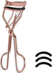 AioBos Eyelash Curler, Popular, Eyelash Curler, Main Body + Replacement Rubber Included, 3 Pieces (Rose Gold)