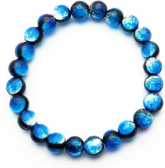 Yonagni Blue Firefly Glass 0.3 inch (8 mm) Glow Bracelet, Okinawa, Souvenir, Onaguni Island