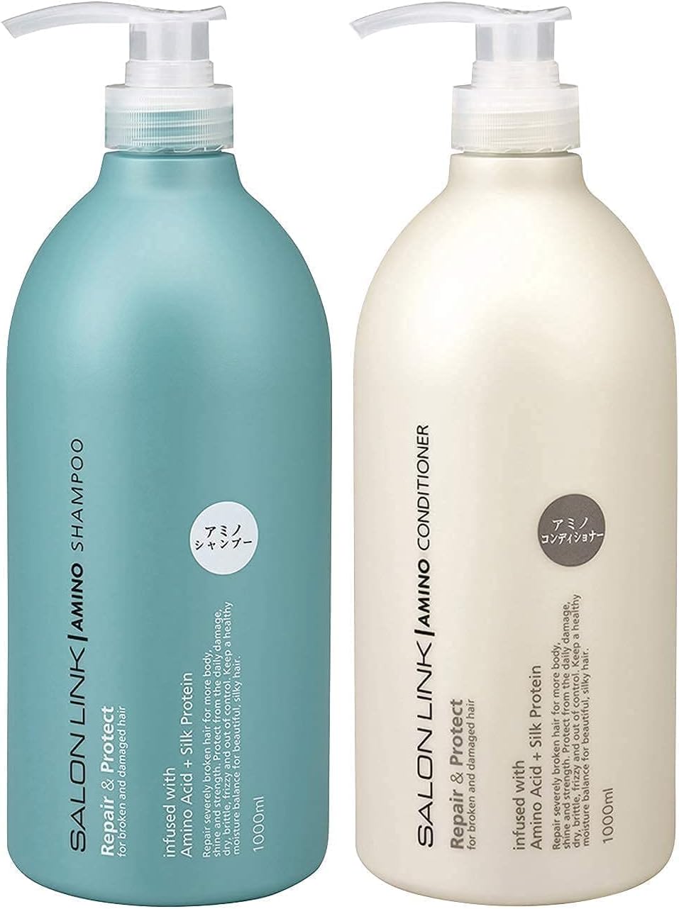 [Japanese Shampoo and Conditioner] Salon Link Shampoo Conditioner Set Amino Acid Luxury Formula Laureth Sulfate Free Non-Silicone Shampoo Hypoallergenic High Moisturizing Safe to Use Large Capacity 1000ml (x 2)